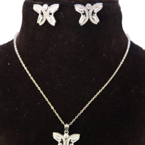 Silver Butterfly Necklace Set with Matching Earrings | Damini Silver Dubai