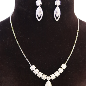 Silver Drop Necklace Set with Matching Earrings | Damini Silver Dubai