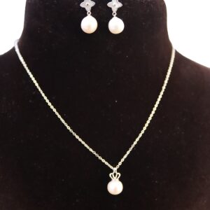 Silver Pearl Necklace Set with Matching Earrings | Damini Silver Dubai