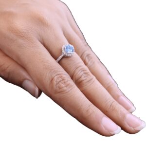 Ladies Silver Ring with Light Blue Stone